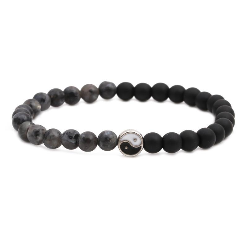 Distance beaded Bracelet Fashion Natural Stone two colors Yin Yang Charm Bracelets for Men Women Friendship couple