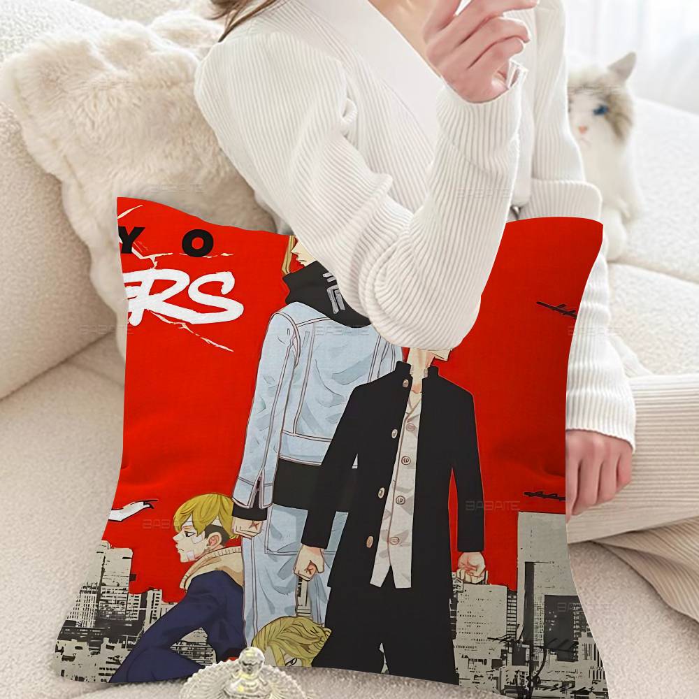 T-Tokyo R-Revengers Pillow Covers Cartoon Sofa Decorative Home Double-sided Printing Short Plush Cute Cushion Cover