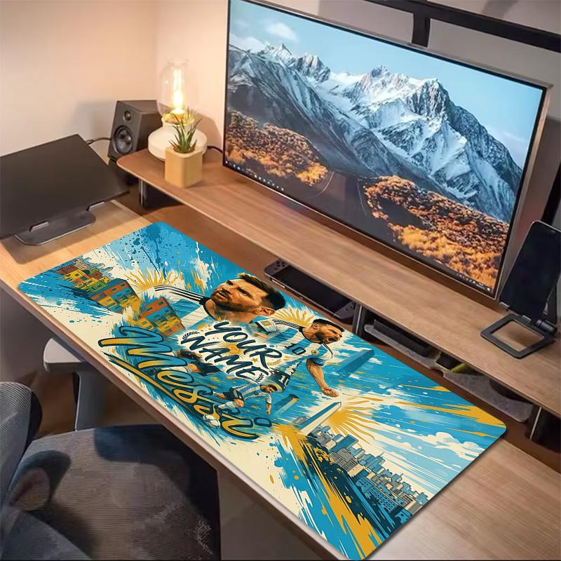 Messi Custom Name Large Size Mouse Pad Large Gaming Table Cushion Nonslip Laptop Tablet Big Mousepad Xxl Mat Mini Pc Playmat With Lock Edge Custom Nam