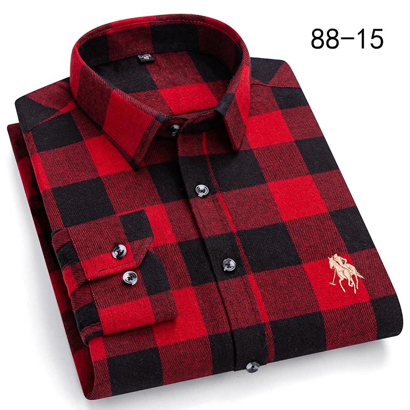 New Autumn Winter Fashion Plaid Flannel Long Sleeve Shirts For Men Plus Size Cotton Warm Clothing Business Smart Dress Shirts