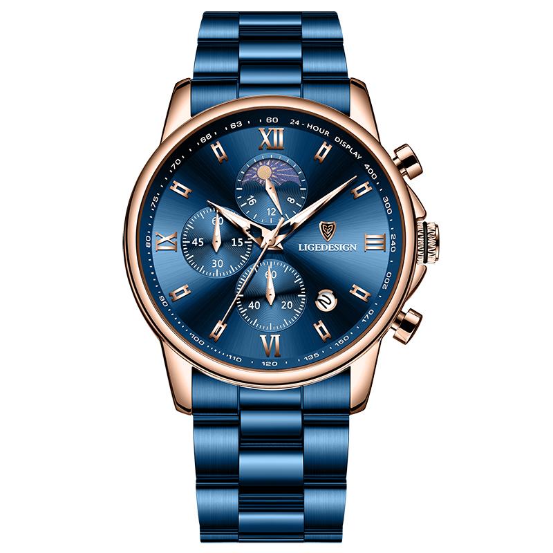 New Business Men Watch Fashion Sports Chronograph Military Watches For Men Stainless Steel Waterproof Quartz Wristwatch
