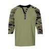 Herren Button-Down Kontrast Raglan 3/4 Ärmel Oberteil