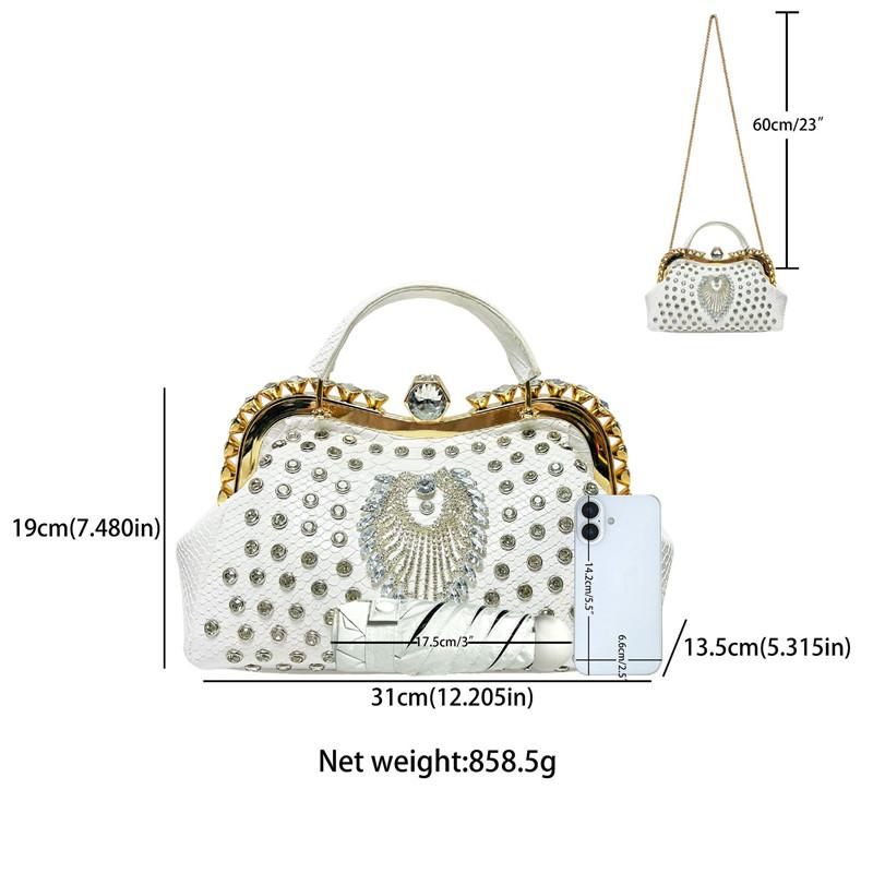 2025 Luxury Fashion Big Diamonds Women Handbags Lady Brand Design High End Party Evening Bag Rhinestone Shoulder Messenger Bags