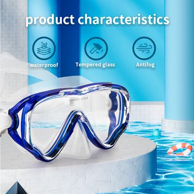 Dětská potápěčská maska ​​Sada šnorchlů Plavecké brýle Tvrzené sklo Panoramatický výhled Protiprosakování Proti zamlžování Trénink na sucho Mládež Chlapci Dívky
