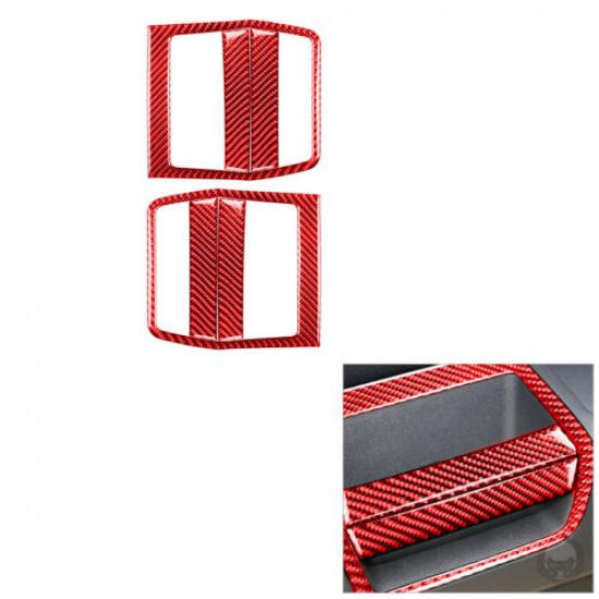6Pcs Red Carbon Fiber Door Pusher Panel Cover Trim For Dodge Challenger 2008-14