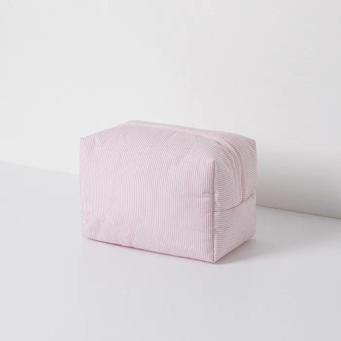 Striped Cotton Pouch (pink)