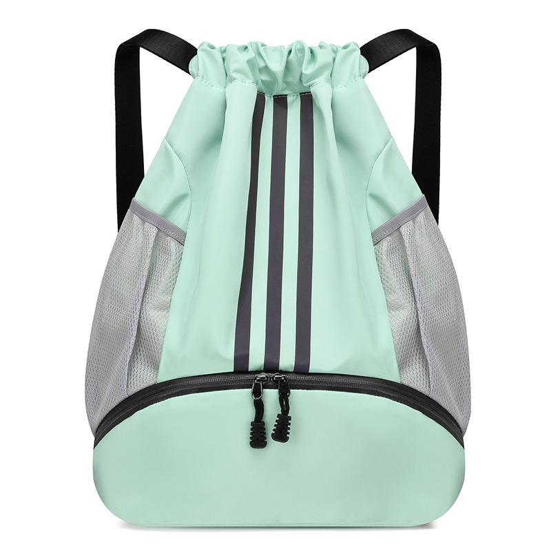 Lightweight Water-Repellent Striped Nylon Drawstring Bag - Spring Outdoor Sports & Gym Backpack