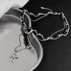 Punk Exquisite Shiny Zircon Hollowed-out Cross Pendant Double-layered Black Rope Metal Chain Winding Necklace for Women Jewelry