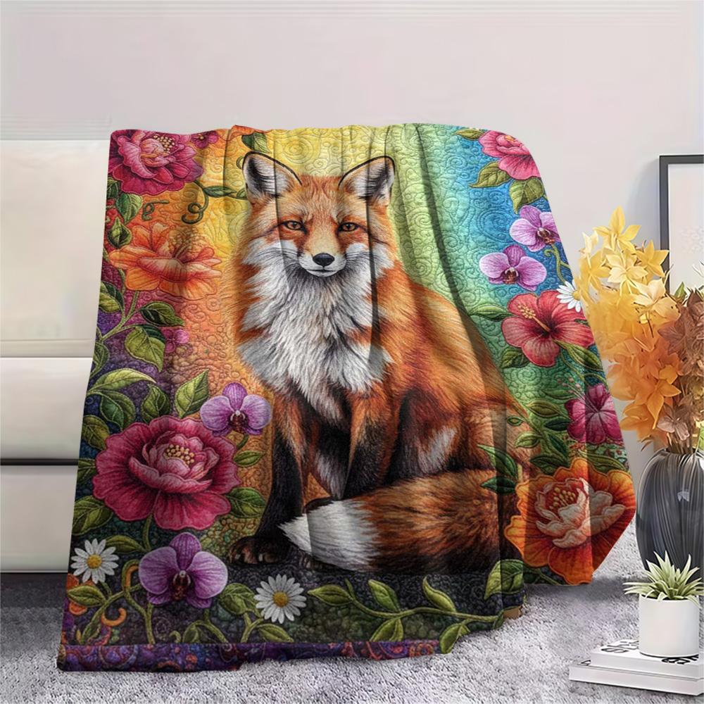 1PC Bohemian style Print FlAannel Blanket, High quality Comfortable for All Seasons, Home Decor, Warmth and Comfort