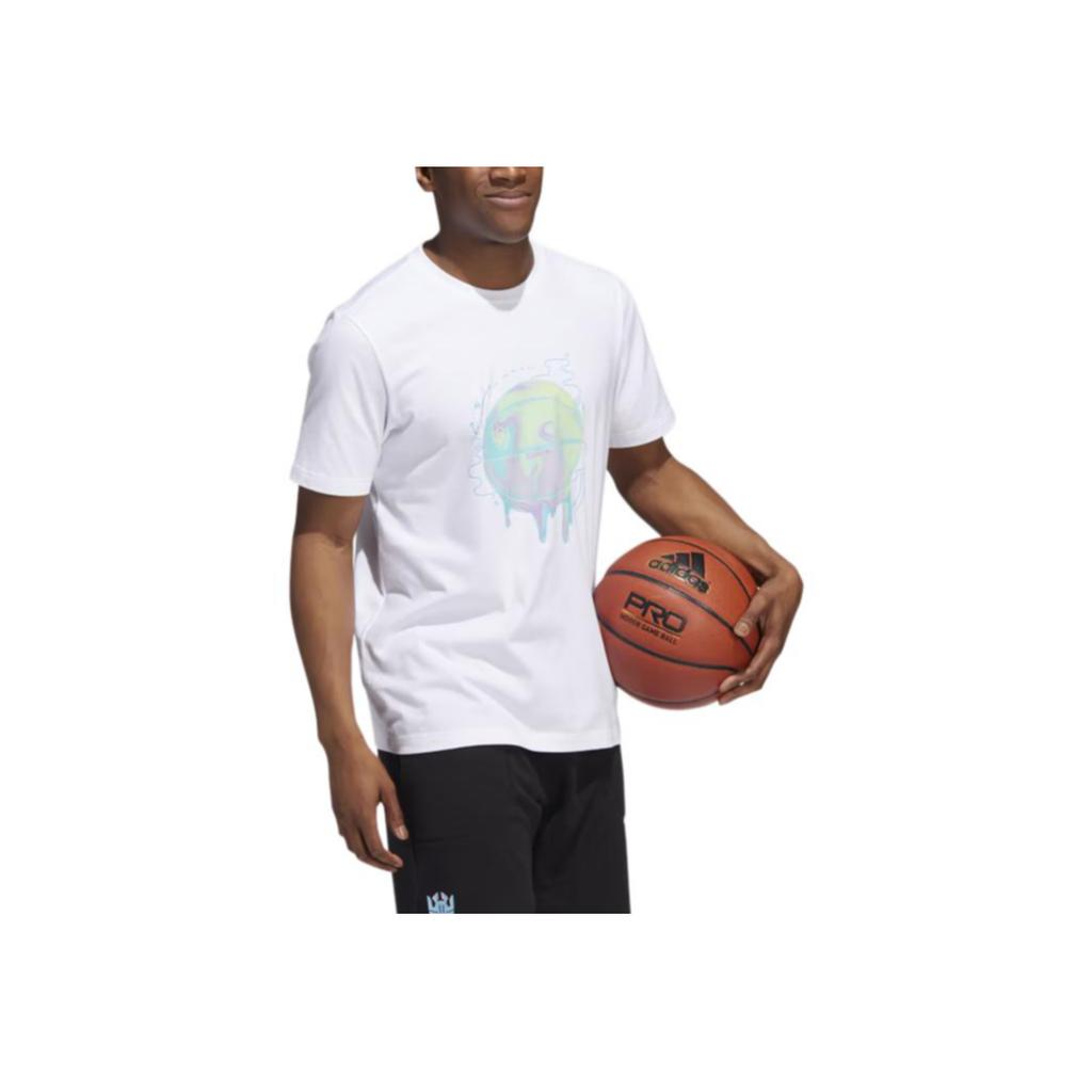 adidas Solid Color Logo Print Round Neck Short Sleeve T-Shirt Men Tops White HG4419