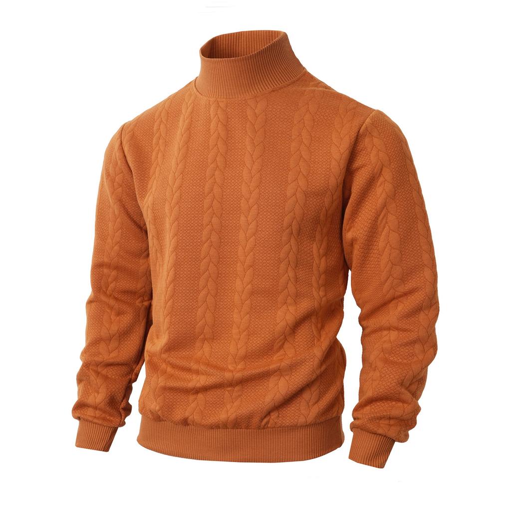 Autumn and winter sweater knitted sweater daily solid color young men's fashion jacquard turtleneck warm sweater