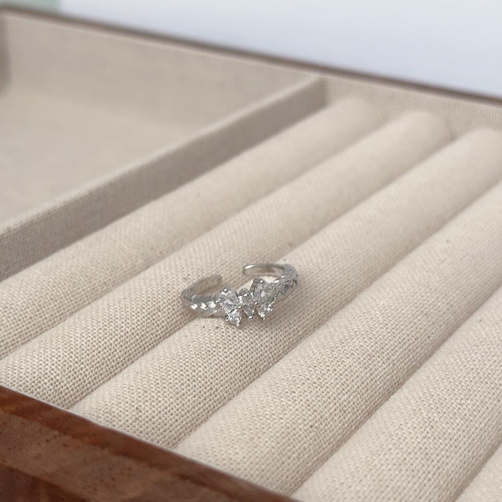 Luxury Brushed Medieval Open Ring Heart-Shaped Wheat Ear Retro High-End French Niche Design Ring Woman