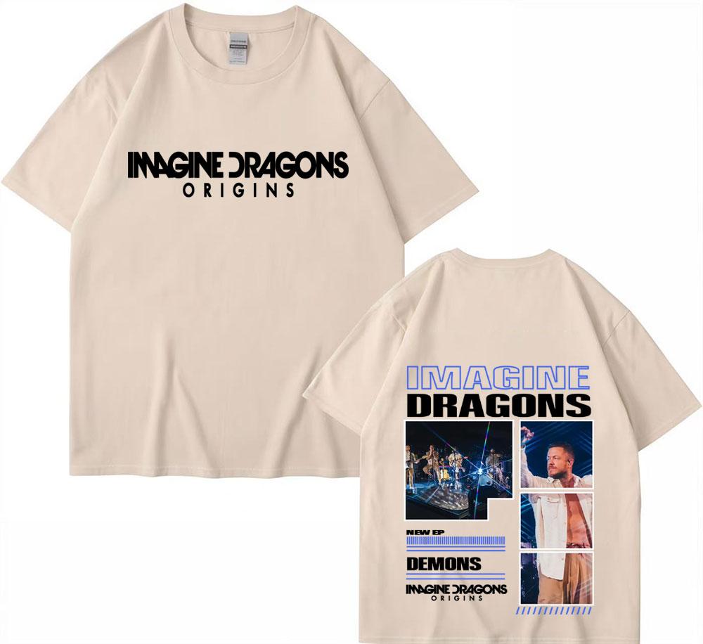 2025 Sommer Imagine Dragons Origins Album Tour Cover 100% Reine Baumwolle Bedrucktes T-Shirt Herren Vintage Oversized Komfort Lässig Y2k