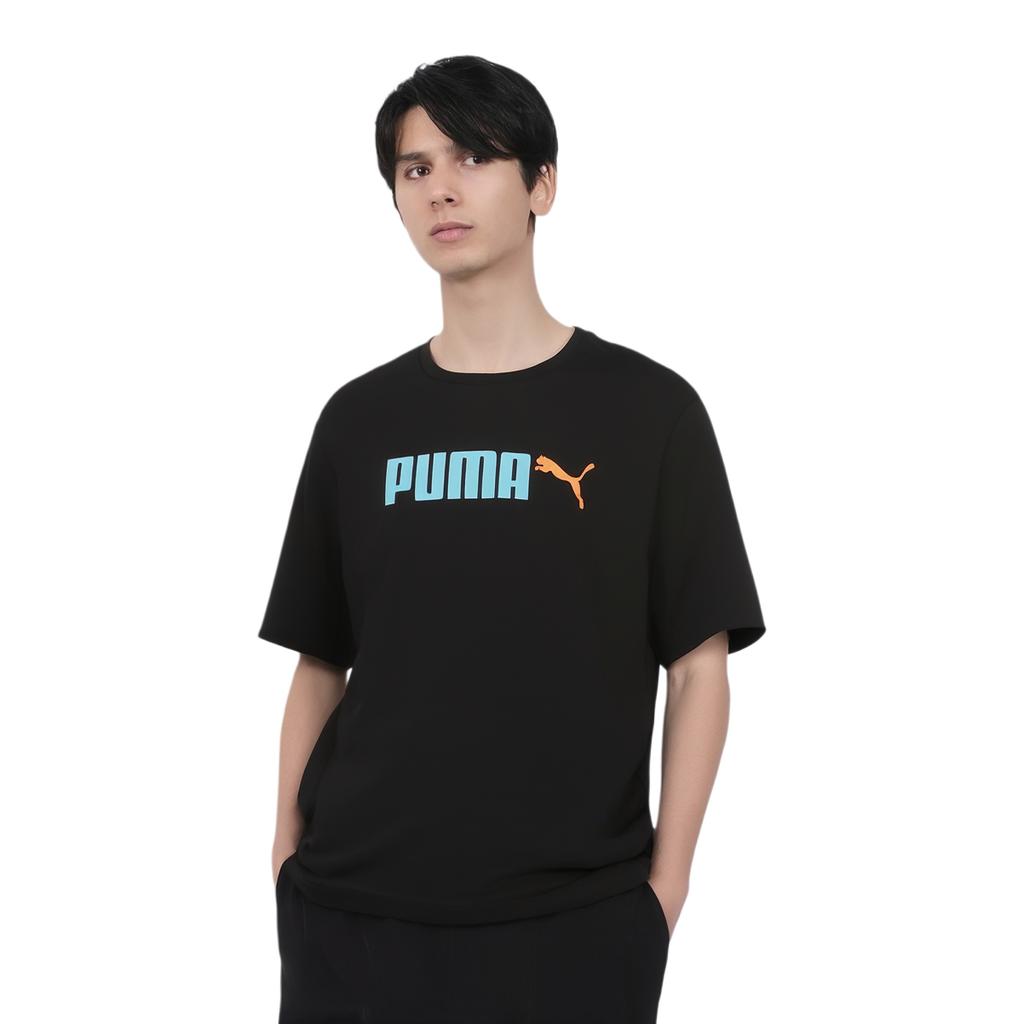 Puma Ss25 Knitted Round Neck Fashion Versatile Short Sleeve T-Shirt Unisex Tops Black 691341-56