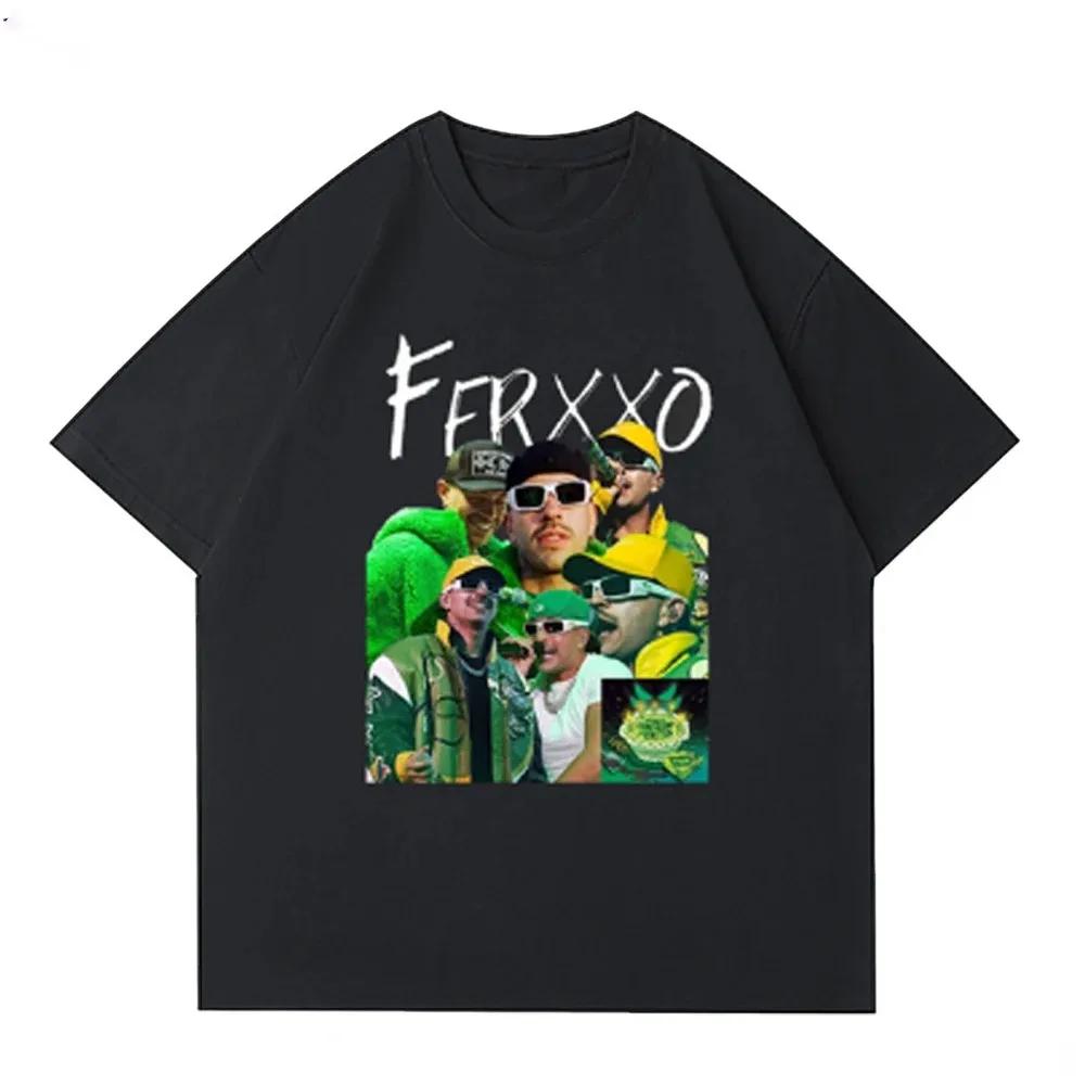 Ferxxo T Shirt Men Rapper Feid Merch Printed Tshirts Summer Casual Short Sleeve Tee Oversized Hip Hop T-Shirts Streetwear Tshirt
