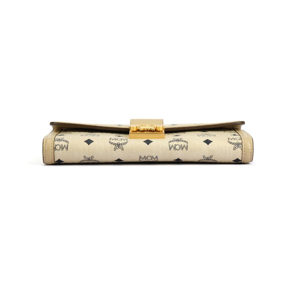 MCM Tracy Metall-Logo Monogramm-Print Ketten-Schultergurt Beschichtetes Canvas und Lederbesatz Große Crossbody-Tasche Damen Crossbody-Tasche Beige MYLDSXT01I8001