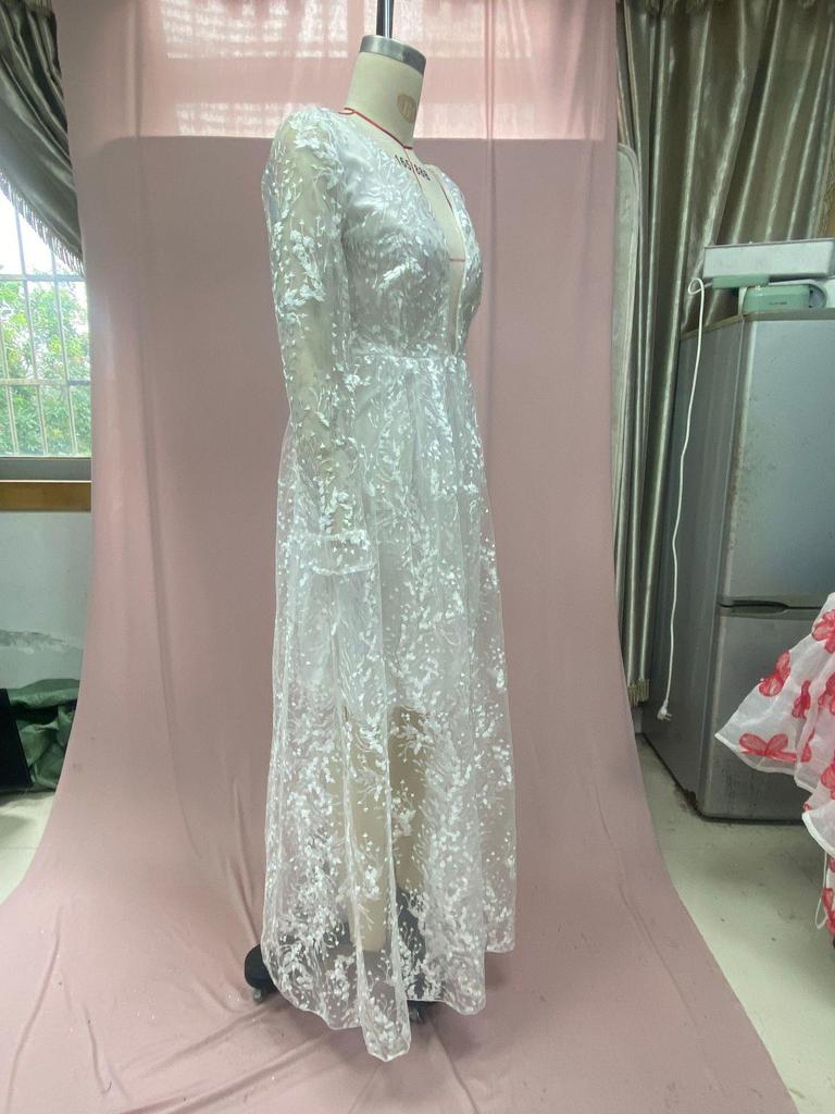 2024 Women's Wedding Dresses: Sexy Lace Long Sleeve Holiday & Evening Party Gowns