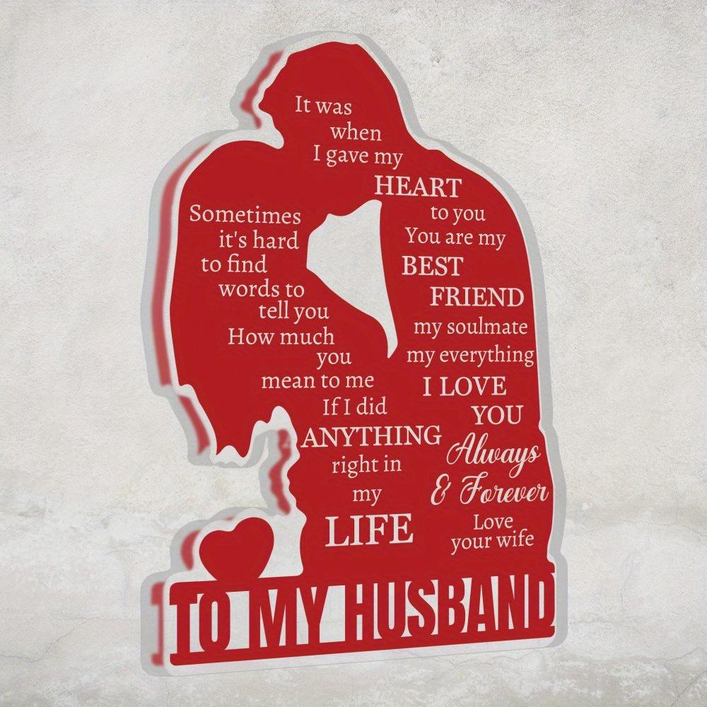  1pc Acrylic Love Note for Husband - 'to My Husband' Desktop Decoration with Romantic Messages, Red Heart & Tree Design, Perfect Gift From Wife 