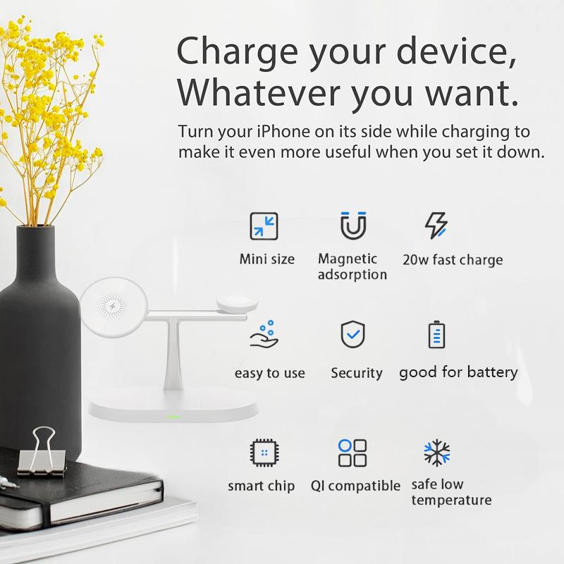 15 W 3-in-1-Magnetladegerät für Smartwatches, Schnellladestation, zusammenklappbarer kabelloser Ladeständer für iPhone 15 14131211/Pro/Max/Mi