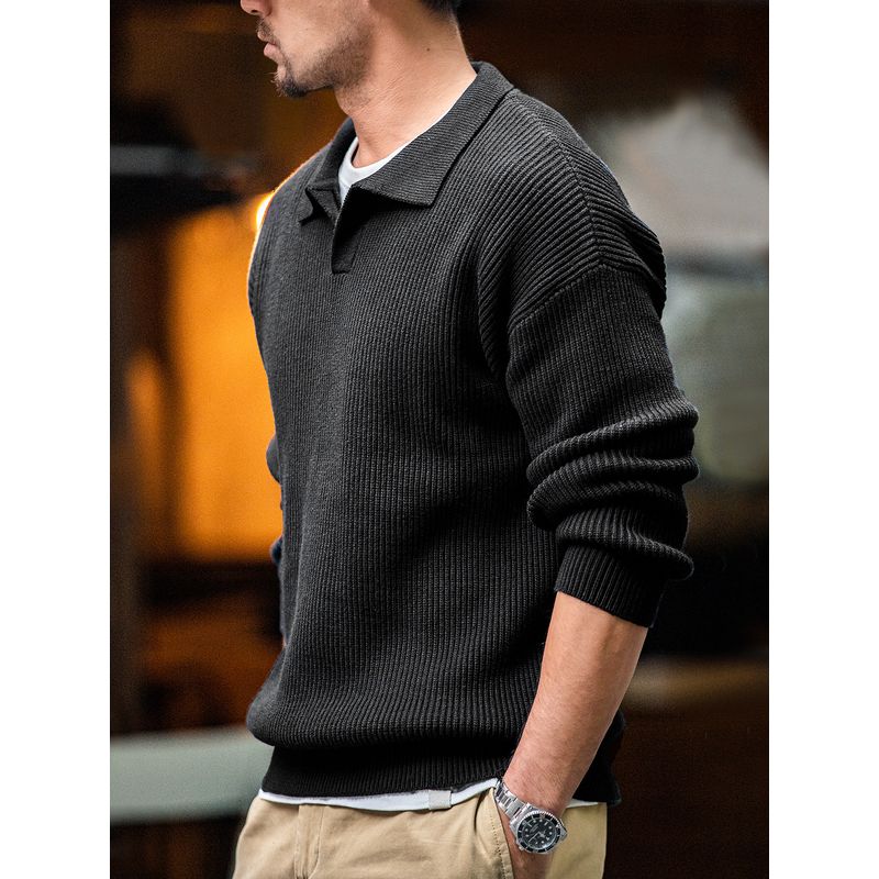 Marden Lapel Polo Shirt Lazy Bedford Cord Sweater Parka