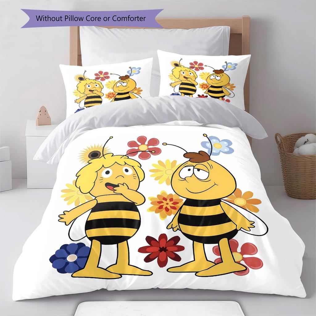 La Abeja Maya Pattern Bedding,Quilt Set Quilt Cover Pillowcase Home Birthday Gift(1 * duvet cover + 2 * pillowcase, without core)