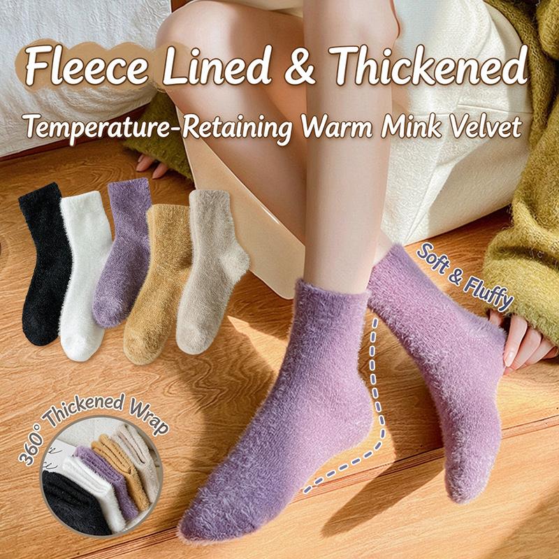 Fleece Lined Thickened Mink Velvet Socks With Soft Fluffy Feel And Warm Retention Perfect For Cold Winter Home Use