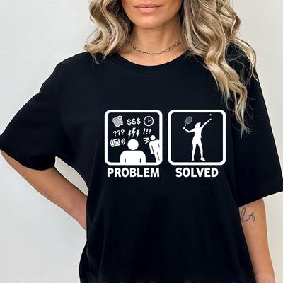 Lustiges Problem Tennis T-Shirt Damen Sommer Mode Kleidung Shirt Kurzarm T-Shirts Tennis Grafik Tops Weibliche Ästhetische Kleidung