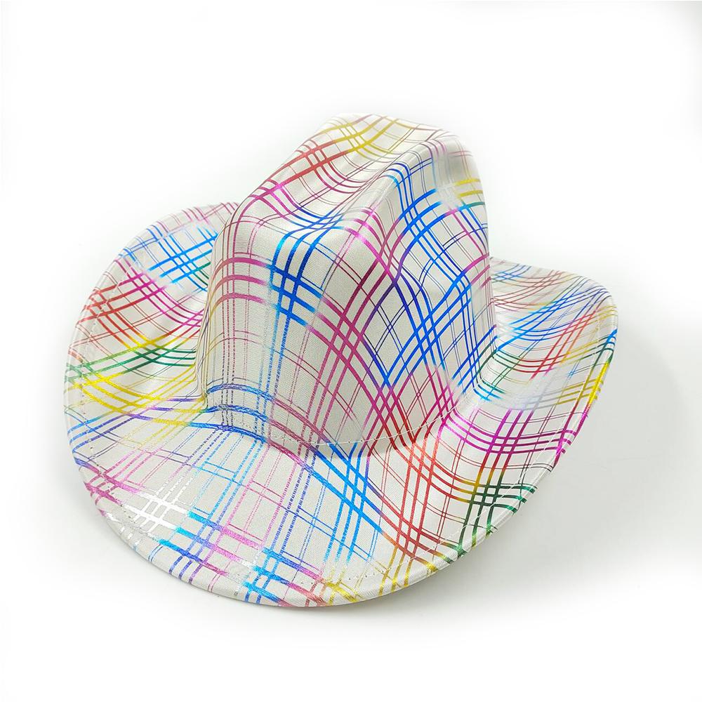 Color Blocks Laser Cowboy hat Western cowboy men and women retro party stage party Cowboy hat outdoor knight hat Wholesale