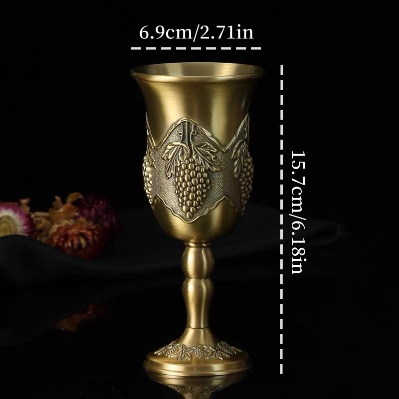 European-Style Vintage Wine Glasses,Carved Castle Texture Spirit Vodka Cup,Bronze Portable Spirits Goblet,Wedding Decoration