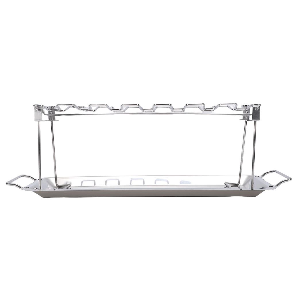 Chicken Leg Grill Rack with Drip Tray Foldable 12 Slots Stainless Steel BBQ Drumstick Holder Stand for Ovens Grills Smoker
