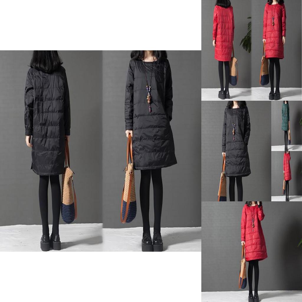 Women Winter Warm Quilted Coat Pullover Dress Long Sleeve Loose Tops Plus Size For Ultimate Comfort And Style