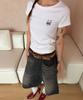 CHICKS Grid Horse Slim Short Sleeve T-Shirt White