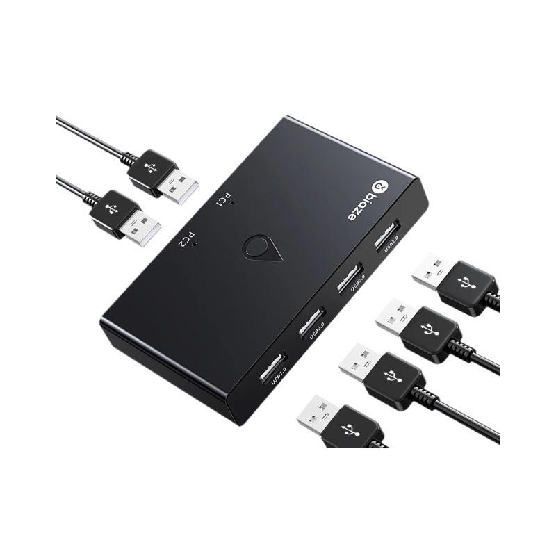 Biazi 2-in-4-out USB 2.0 Sharing Switch for Printer, Desktop, Laptop, Mouse
