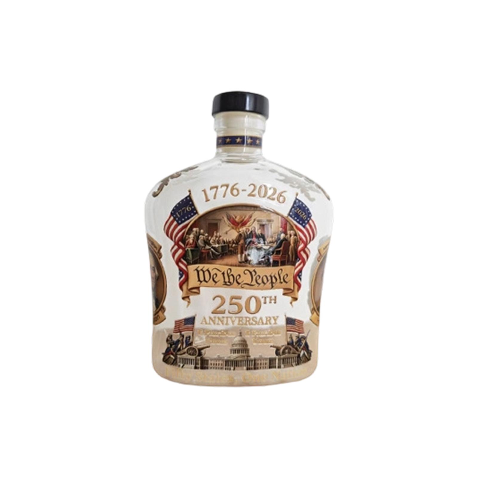 

250th Anniversary Premium Colored Glass Liquor Bottle - Decorative Whiskey Decanter For Gifting, Home Bar & Collectibles One Size