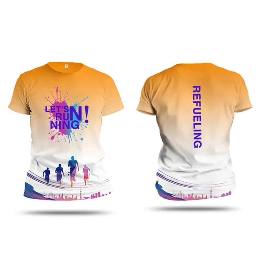 Herren T-Shirt Laufen Sport 3D-Druck Sommer Schnelltrocknend Kurzarm Rundhals Outdoor Laufen Gehen Leichte T-Shirts