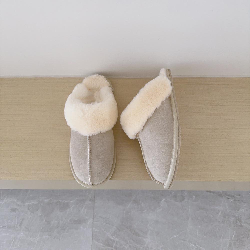 Women's Thin-Soled Open-Toe Half Slippers - 2025 Winter New Arrival, Plus Velvet Cotton, Furry Snow Boots