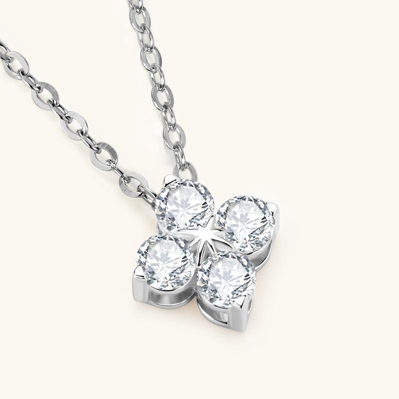 

Anziw Lucky Clover Necklace Four Leaf Certified D0.40CT Moissanite Pendant Solid 925 Silver Women s Charm Jewelry Gift