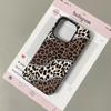 INS Diamond Edged Leopard Print Silicone Phone Case For iPhone 17 17Air 13 16 15 14 12 11 Pro Max Lychee Grain Soft Cover Funda