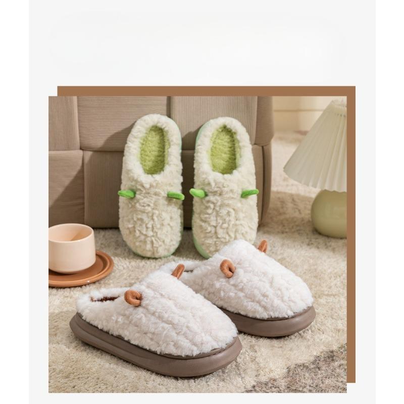 Cotton Slippers, Women's Headscarves, Warm and Fluffy Thickened Soft-soled Home Shoes