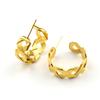 Minimalist Geometric Woven Stud Earrings For Women Stainless Steel Gold Color Vintage Piercing C-Hoop Earring Jewelry Gift