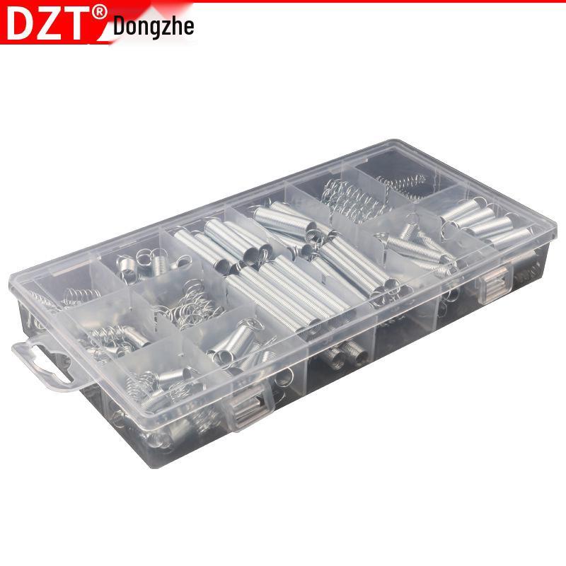 200 PCS Assorted Spring Set: Cylindrical Tension & Compression Springs with Hooks, Boxed