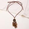 Retro Coffee Bohemian Necklace For Women Ethnic Style Fringed Pendant Long Sweater Chain High-End Fashion Jewelry