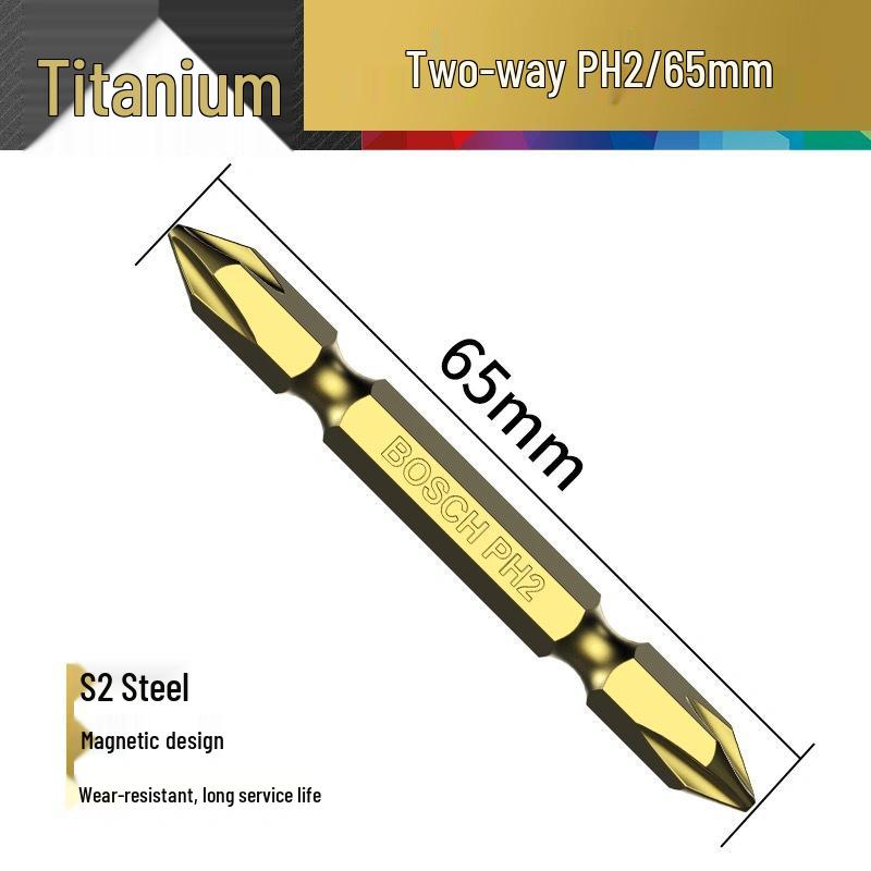 Bosch PH2 Magnetic Double-ended Phillips Screwdriver Bit with Extended Length for Electric and Air Screwdrivers.