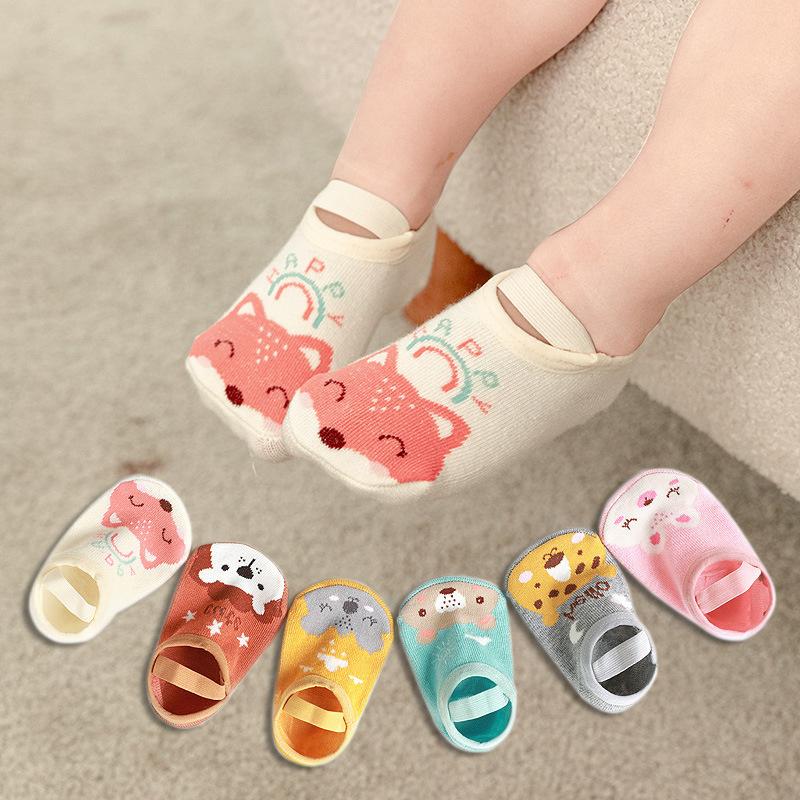 Spring Newborn Socks Kids Anti Slip Floor Socks With Rubber Soles Autumn Baby Boy Girl Cartoon Printed Comfortable Socks 0-3Yrs