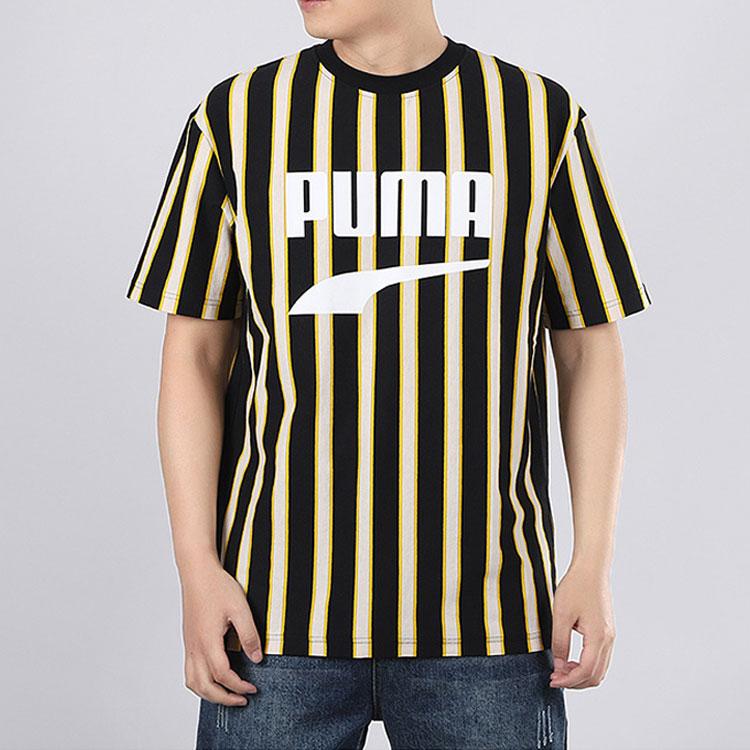 Puma Striped Logo Short Sleeve T-Shirt Men Tops Black 599911-01