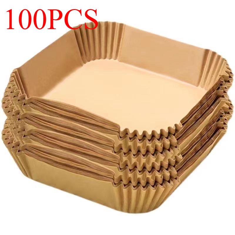Heißes Angebot 50/100 stücke Quadratische Und Runde Silikon Öl Papier Mini Air Friteuse Liner Geeignet Für Die Meisten Luft Friteusen Antihaft Air Friteuse