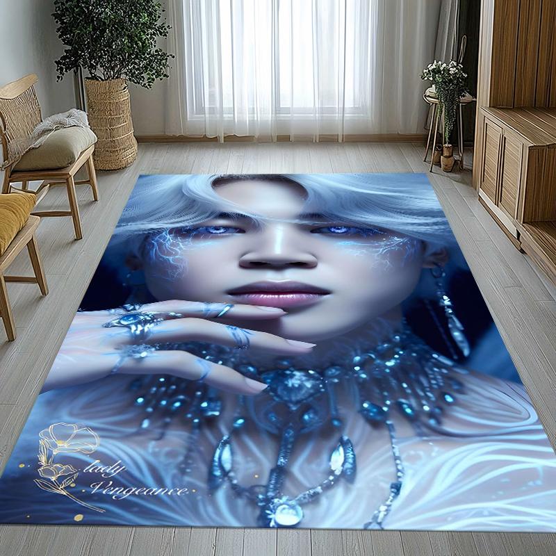 Jimin Kpop B-BTS Star Wohnzimmer Rutschfester Teppich Weicher Teppich für Schlafzimmer Kinderzimmer Spielzimmer Sofa, Heimdekoration Fußmatte Geschenk