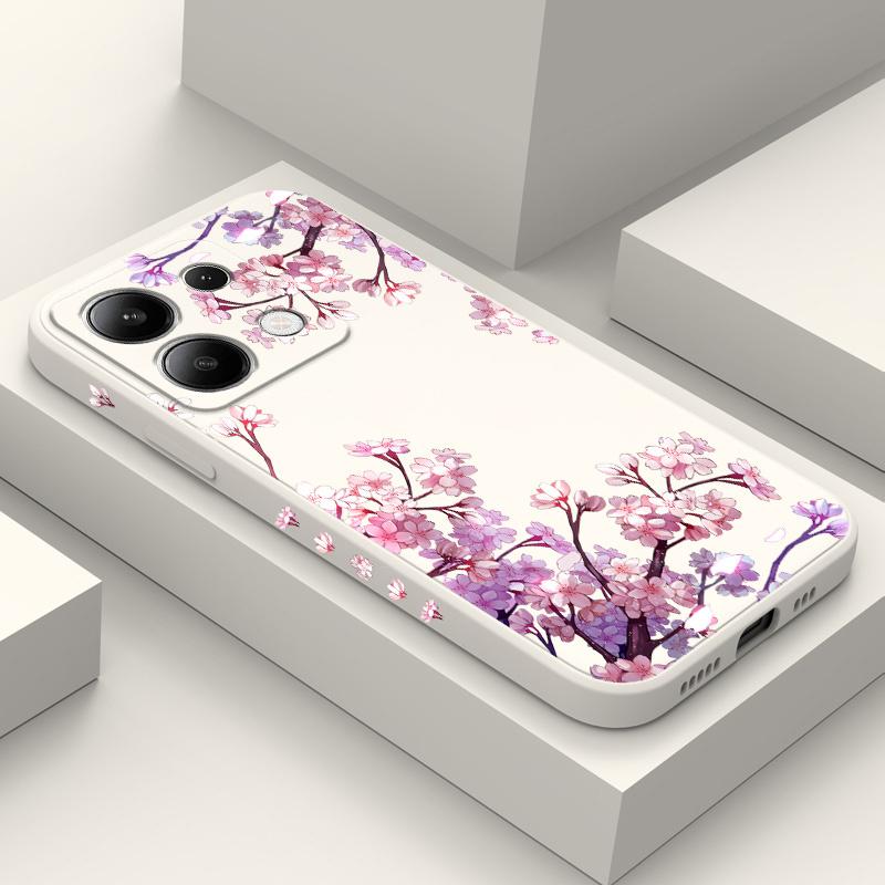 Falling Flowers Phone Case For Xiaomi Redmi Note 14 13 12 12S 11 11S 10 10S 9 9S Pro Plus 4G 5G Liquid Silicone Cover
