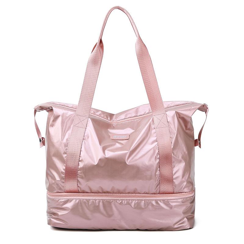 New short-distance travel bag women's glossy face with shoe position dry and wet separation sports fitness bag men's large-capacity duffel bag