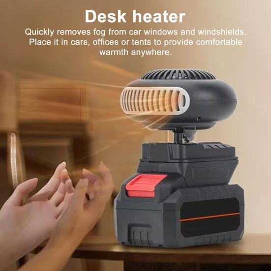 Mini Car Fan Heater with Battery Tilt Protection 1500mAh Rechargeable Auto Windscreen Defroster Heater with USB Port Portable Camping Vehicle